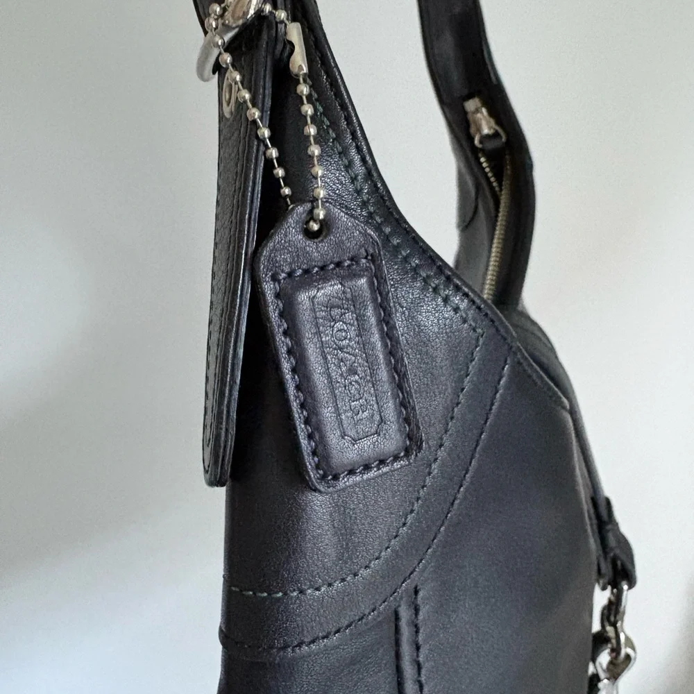 Coach Black Leather Hobo with Silver Hardware - Picture 4 of 5